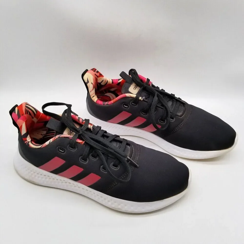 adidas Women Puremotion Black Power Pink Running Shoes 10 Black Low Top Sneakers